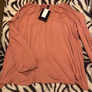 Pink cold shoulder blouse